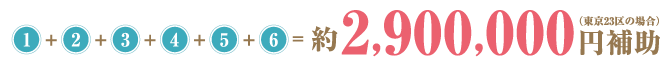 1+2+3+4+5+6=約2,900,000円補助(東京23区の場合)