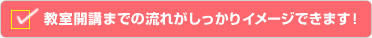 教室開講までの流れがしかっりイメージできます！